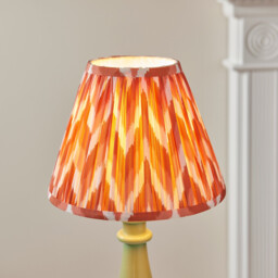 Myrtle Cotswold Green Table Lamp with Apricot Orange Fabric Zigzag Shade 25cm B22 - thumbnail 5
