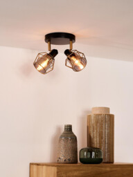 Nila Vintage Twin Ceiling Spotlight - 2xE14 - Black - thumbnail 5