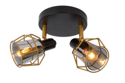 Nila Vintage Twin Ceiling Spotlight - 2xE14 - Black - thumbnail 1