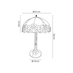 Worcester 2 Light Tree Like Table Lamp E27 With 40cm Tiffany Shade, Blue, Clear Crystal, Aged Antique Brass - thumbnail 2