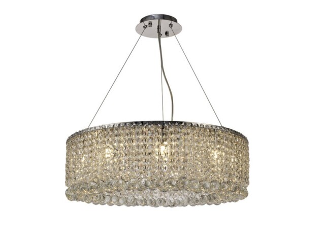 Empire 60cm Round Ceiling Pendant Chandelier, 9 Light G9, Polished Chrome, Crystal - image 1