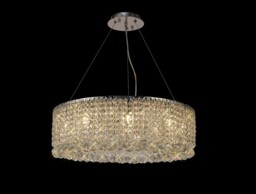 Empire 60cm Round Ceiling Pendant Chandelier, 9 Light G9, Polished Chrome, Crystal - thumbnail 2