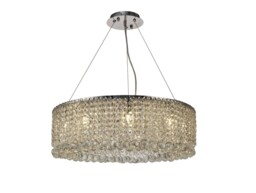 Empire 60cm Round Ceiling Pendant Chandelier, 9 Light G9, Polished Chrome, Crystal - thumbnail 1