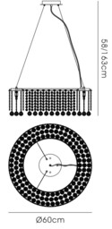 Empire 60cm Round Ceiling Pendant Chandelier, 9 Light G9, Polished Chrome, Crystal - thumbnail 3