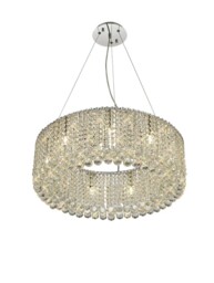 Empire 60cm Round Ceiling Pendant Chandelier, 9 Light G9, Polished Chrome, Crystal - thumbnail 5