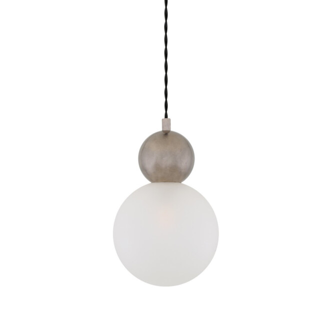 Helena Globe Pendant, Antique Silver, Frosted Glass