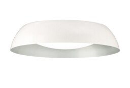 Argenta Flush Ceiling Large, 5 Light E27 Max 20w, Cylindrical 60cm, Matt White, Silver, White Acrylic
