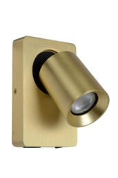 Nigel Modern Wall Spotlight - LED Dim. - GU10 - 1x5W 3000K - With USB charging point - Matt Gold, Brass - thumbnail 3