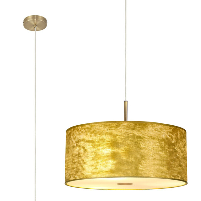 Baymont Antique Brass 5 Light E27 Single Pendant With 60cm x 22cm Gold Leaf Shade With Frosted/AB Acrylic Diffuser - image 1