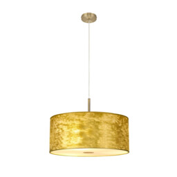Baymont Antique Brass 5 Light E27 Single Pendant With 60cm x 22cm Gold Leaf Shade With Frosted/AB Acrylic Diffuser - thumbnail 5