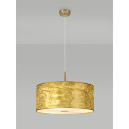 Baymont Antique Brass 5 Light E27 Single Pendant With 60cm x 22cm Gold Leaf Shade With Frosted/AB Acrylic Diffuser - thumbnail 2