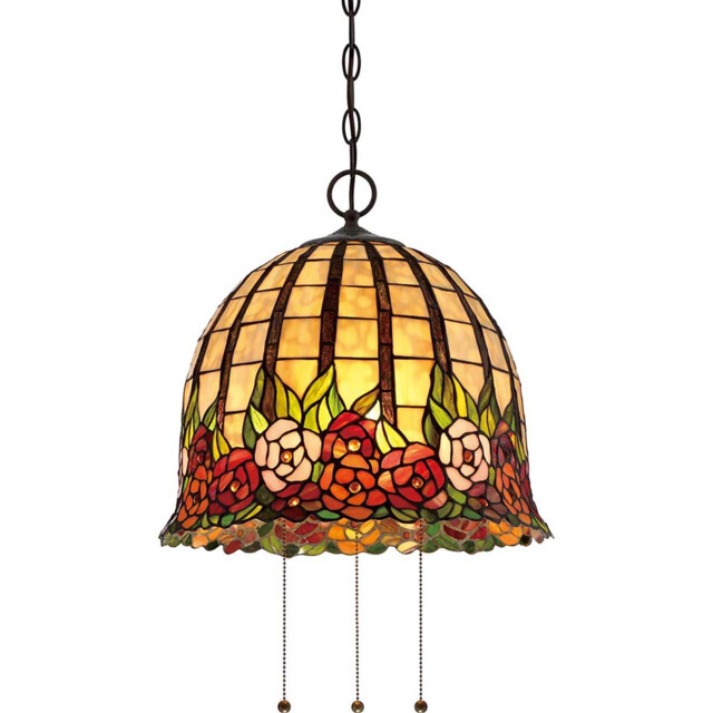 Rosecliffe 3 Light Ceiling Pendant Imperial Bronze, Tiffany Style Glass, E27 - image 1