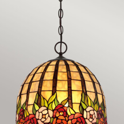 Rosecliffe 3 Light Ceiling Pendant Imperial Bronze, Tiffany Style Glass, E27 - thumbnail 2