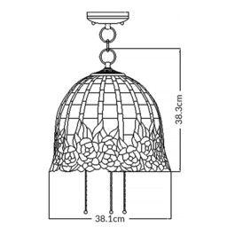 Rosecliffe 3 Light Ceiling Pendant Imperial Bronze, Tiffany Style Glass, E27 - thumbnail 5