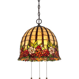 Rosecliffe 3 Light Ceiling Pendant Imperial Bronze, Tiffany Style Glass, E27