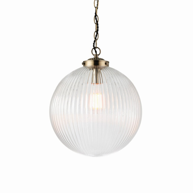 Brydon 35cm Globe Ceiling Pendant Antique Brass, Clear Glass, E27 - image 1