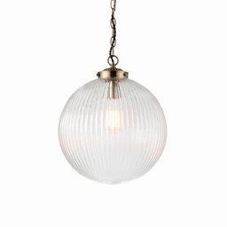 Brydon 35cm Globe Ceiling Pendant Antique Brass, Clear Glass, E27 - thumbnail 1