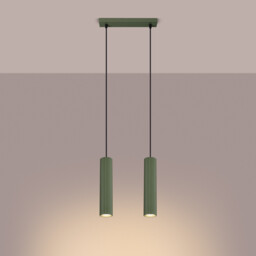 Karbon Minimalist Bar Pendant 2 Light Olive Green - thumbnail 3