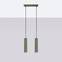 Karbon Minimalist Bar Pendant 2 Light Olive Green - thumbnail 2
