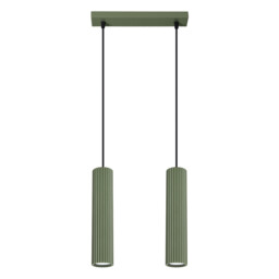 Karbon Minimalist Bar Pendant 2 Light Olive Green - thumbnail 1