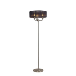 Banyan 3 Light Switched Floor Lamp With 45cm x 15cm Black Organza Shade Satin Nickel/Black