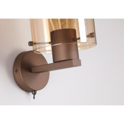 Sweden 1 Light Wall Lamp Mocha Metal & Amber Glass - thumbnail 3