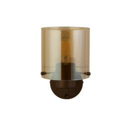 Sweden 1 Light Wall Lamp Mocha Metal & Amber Glass - thumbnail 2