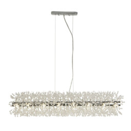 Sunburst 16 Light Bar Pendant Chrome, Glass Beads - thumbnail 1
