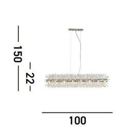 Sunburst 16 Light Bar Pendant Chrome, Glass Beads - thumbnail 3