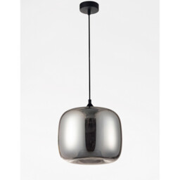 Savaz 28cm Dome Pendant Ceiling Light Chrome Glass Black Metal Black Fabric Wire LED E27 - thumbnail 5