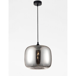 Savaz 28cm Dome Pendant Ceiling Light Chrome Glass Black Metal Black Fabric Wire LED E27 - thumbnail 3