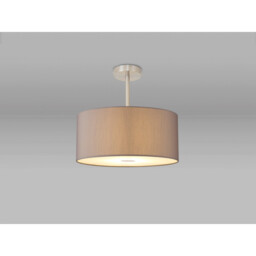 Baymont Satin Nickel E27 Semi Flush With 40cm x 18cm Faux Silk Shade, Grey/White Laminate - thumbnail 2