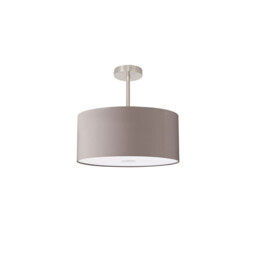Baymont Satin Nickel E27 Semi Flush With 40cm x 18cm Faux Silk Shade, Grey/White Laminate - thumbnail 5