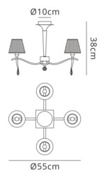 Siena Semi Flush Ceiling Round 4 Light E14, Polished Brass with Amber Cream Shades And Clear Crystal - thumbnail 2
