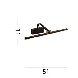 Integrated LED 1 Light Picture Wall Light Black Brushed Gold - thumbnail 3