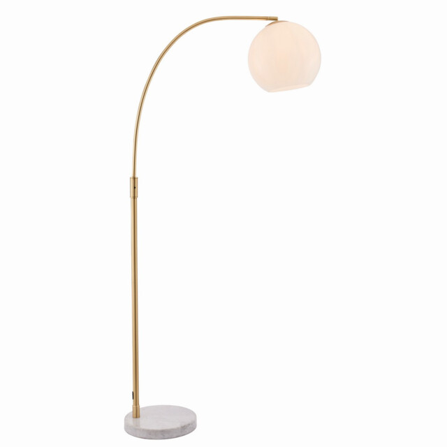 Otto Floor Lamp Satin Brushed Gold Effect Plate & Gloss Opal Glass 1 Light IP20 - E27 - image 1