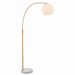 Otto Floor Lamp Satin Brushed Gold Effect Plate & Gloss Opal Glass 1 Light IP20 - E27 - thumbnail 1