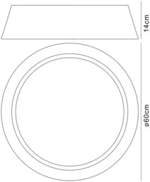 Nordica Flush Ceiling, 5 Light E27, Cylindrical 60cm, White Acrylic with Black Shade - thumbnail 2