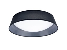 Nordica Flush Ceiling, 5 Light E27, Cylindrical 60cm, White Acrylic with Black Shade