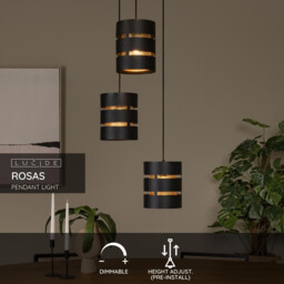 Lucide ROSAS - Pendant light - 43 cm - 3xE27 - Black - thumbnail 2