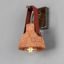Nagi Wall Light Red Iron, Antique Brass, Red Strap - thumbnail 1
