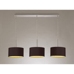 Baymont Polished Chrome 3 Light E27 Linear Pendant With 30cm x 17cm Dual Faux Silk Shade, Midnight Black/Green Olive - thumbnail 2