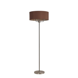 Banyan 3 Light Switched Floor Lamp With 50cm x 20cm Dual Faux Silk Shade, Raw Cocoa/Grecian Bronze Satin Nickel - thumbnail 5