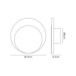 Altona Magnetic Base Wall Lamp, 12W LED 3000K 498lm, 15, 19cm Round Bottom Offset, Coffee, Acrylic Frosted Diffuser - thumbnail 2