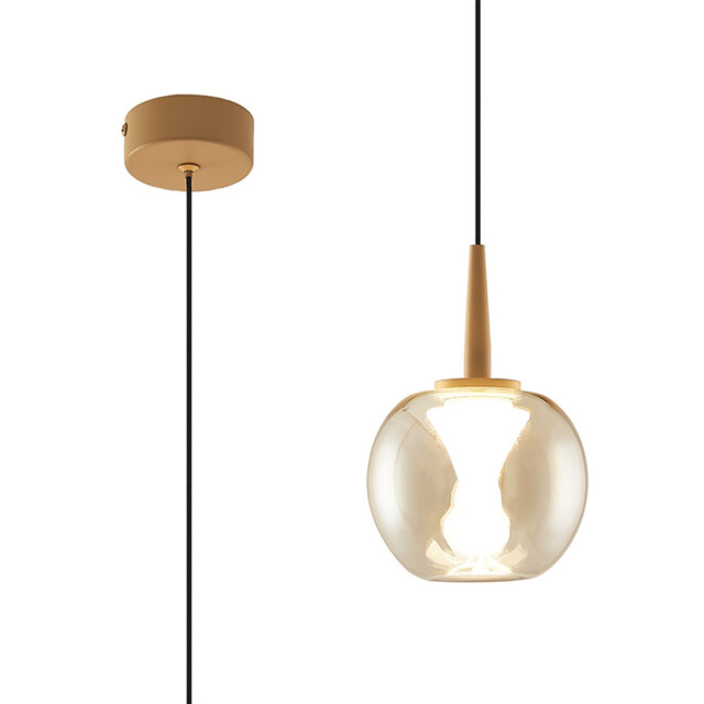 Andromeda Single Pendant, 5W LED, 3000K, 500lm, Light Gold/Amber/Frosted 3yrs Warranty - image 1