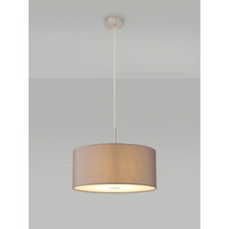 Baymont Satin Nickel E27 Single Pendant With 40cm x 18cm Faux Silk Shade, Grey/White Laminate - thumbnail 2