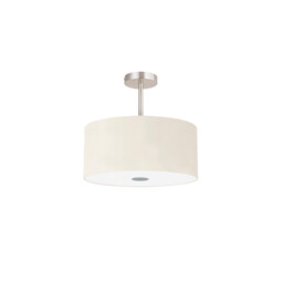 Baymont Satin Nickel 3 Light E27 Semi Flush With 40cm x 18cm Faux Silk Shade, Ivory Pearl/White Laminate - thumbnail 5