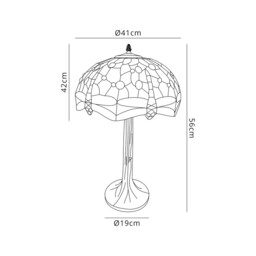 Worcester 2 Light Tree Like Table Lamp E27 With 40cm Tiffany Shade, Blue, Orange, Crystal, Aged Antique Brass - thumbnail 2