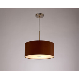 Baymont Satin Nickel E27 Single Pendant With 40cm x 18cm Dual Faux Silk Shade, Raw Cocoa/Grecian Bronze - thumbnail 2