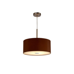 Baymont Satin Nickel E27 Single Pendant With 40cm x 18cm Dual Faux Silk Shade, Raw Cocoa/Grecian Bronze - thumbnail 5